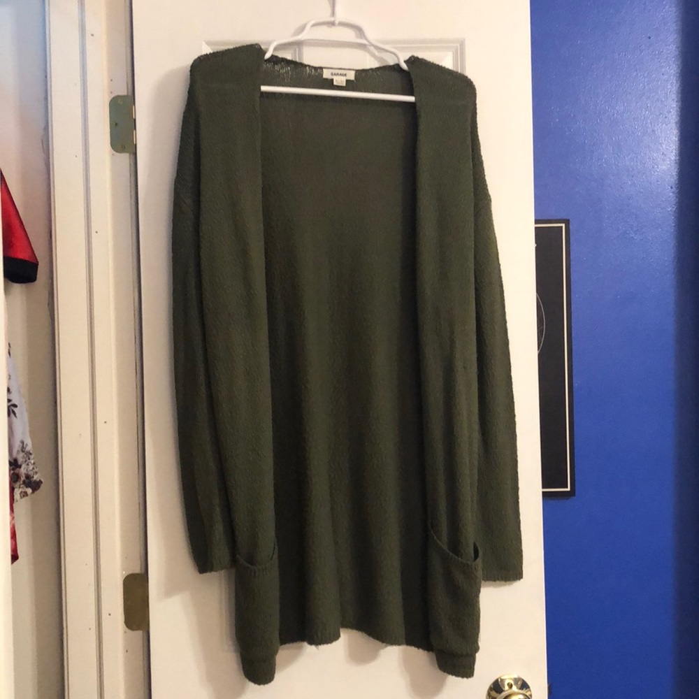 Army / olive green long cardigan